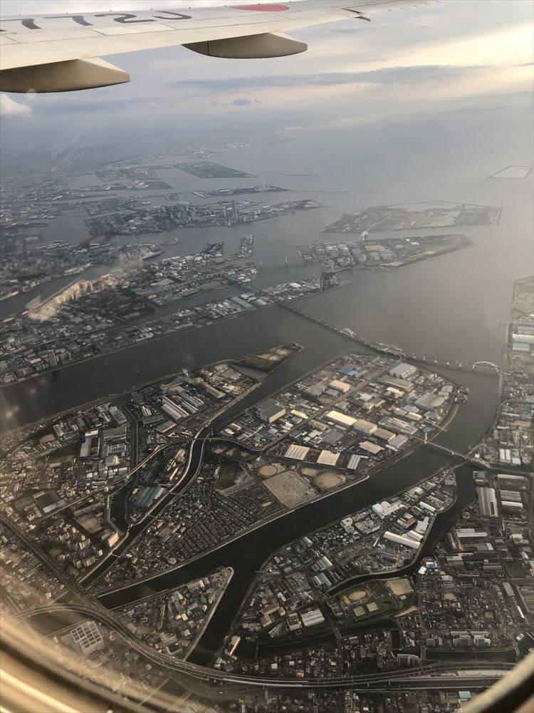 JAL126便から見た大阪湾