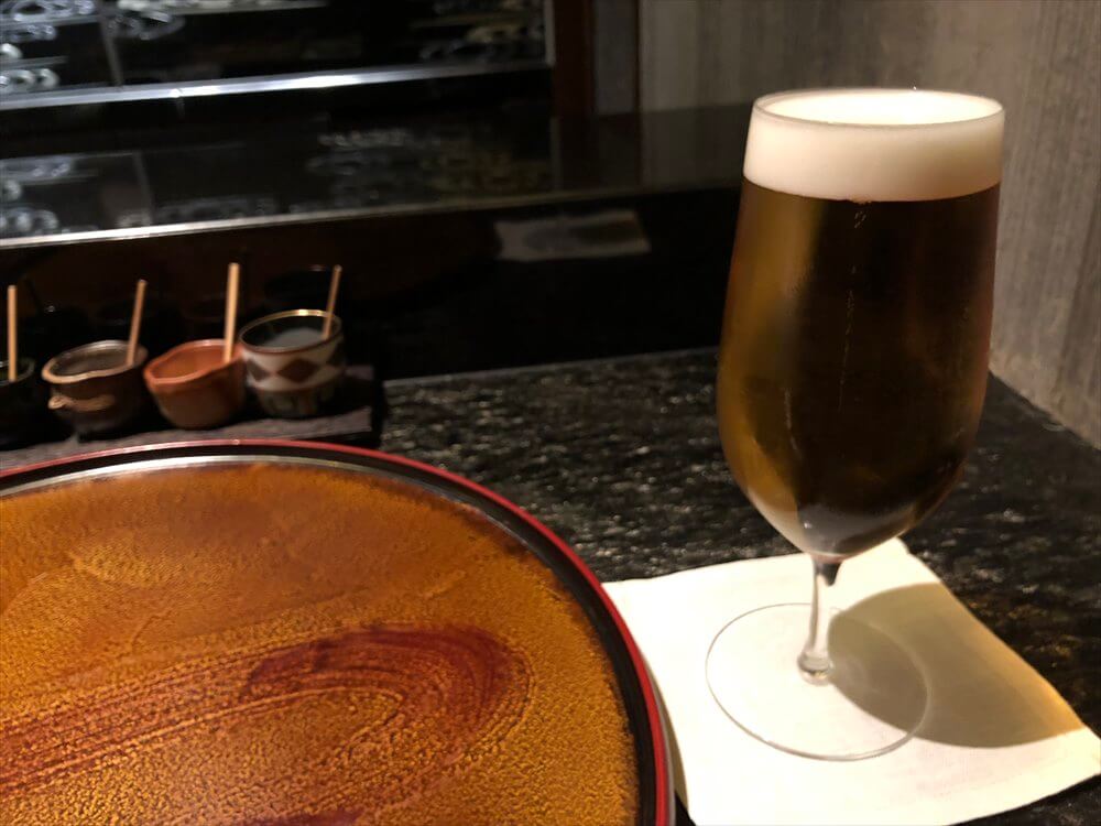 リッツカールトン京都の水暉の天ぷらのビール