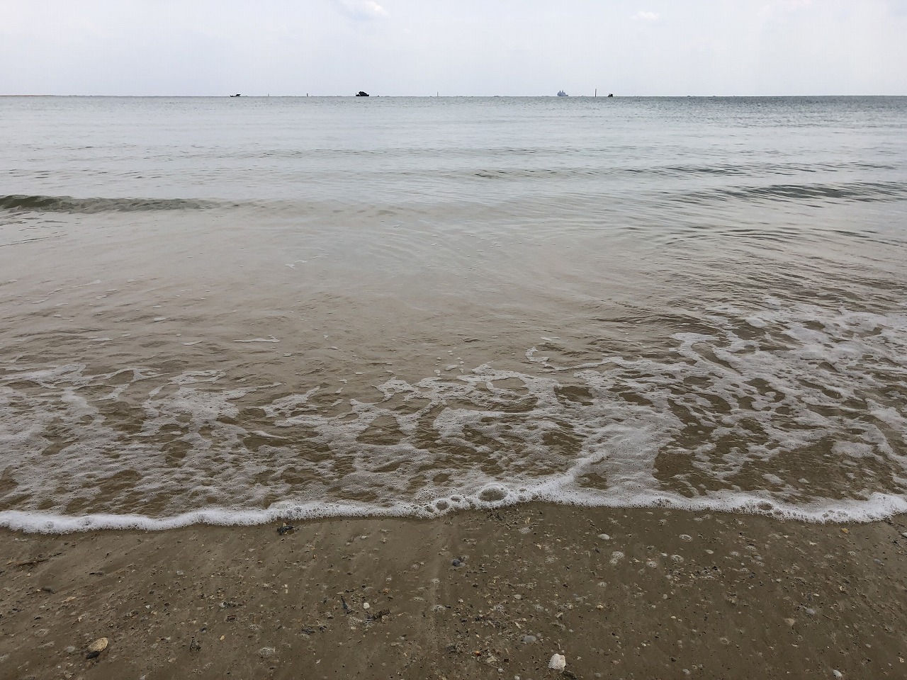 名護市の辺野古ビーチの濁った海水1