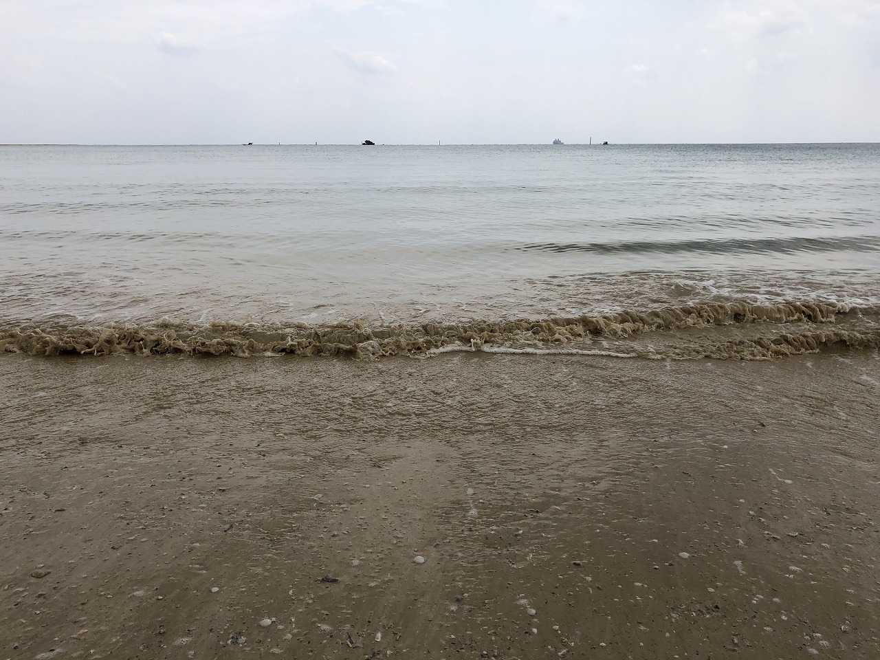 名護市の辺野古ビーチの濁った海水2