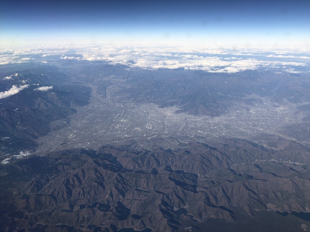 ANAの453便からの甲府盆地