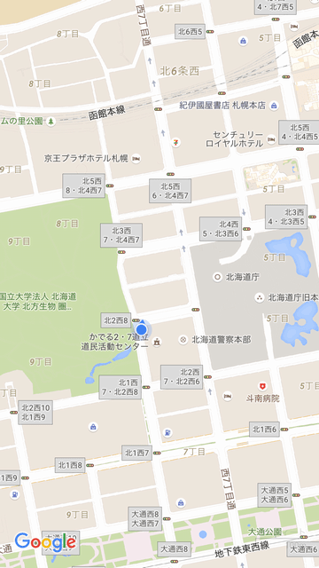 北海道庁裏手の地図