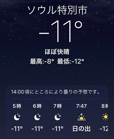 今日のソウルの気温