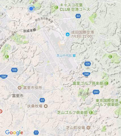 成田空港の南に位置する芝山町