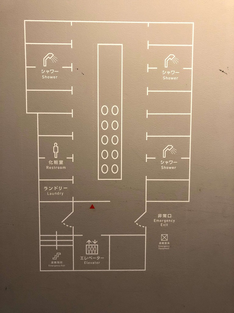 レンブラントキャビン新宿新大久保のシャワールームの見取り図