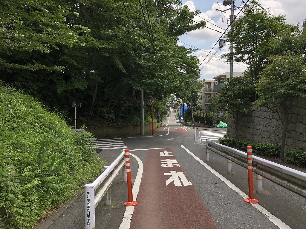 水道道路の仙川に向かっての下り坂2