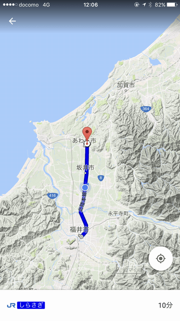 JR福井駅から芦原温泉駅までのルート