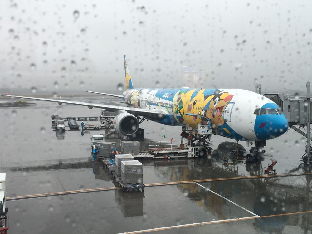 新千歳空港に到着したANA55便