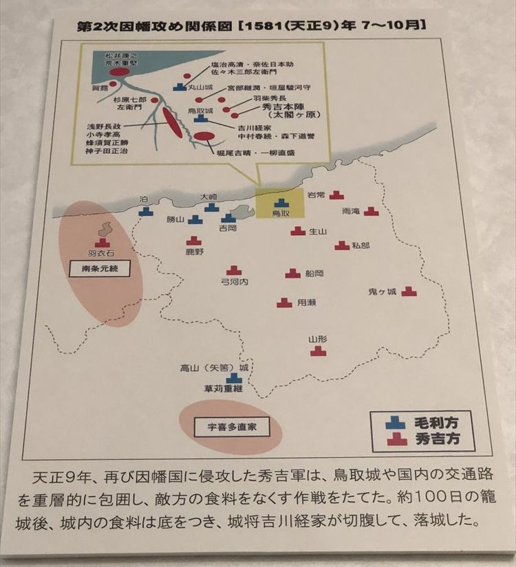 鳥取県立博物館の第2次因幡攻め関係図