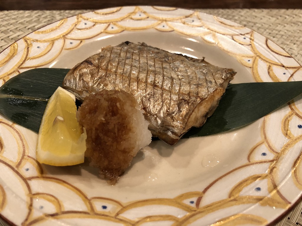 豊田市の割烹 なり田の太刀魚の塩焼き