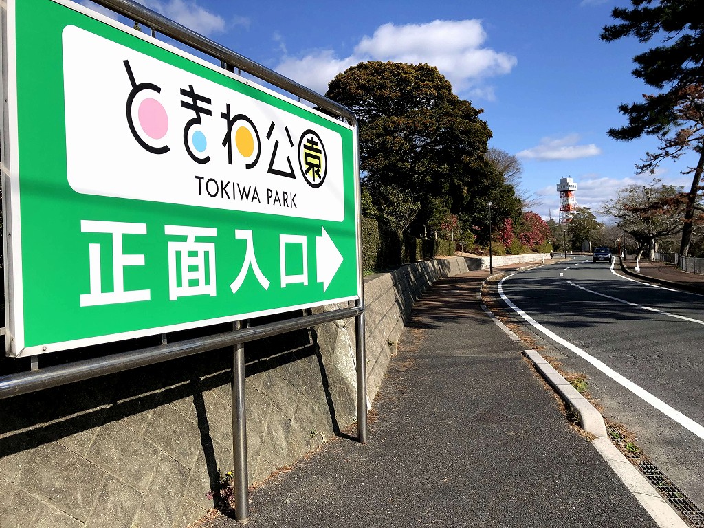 ときわ公園前のバス停から歩く