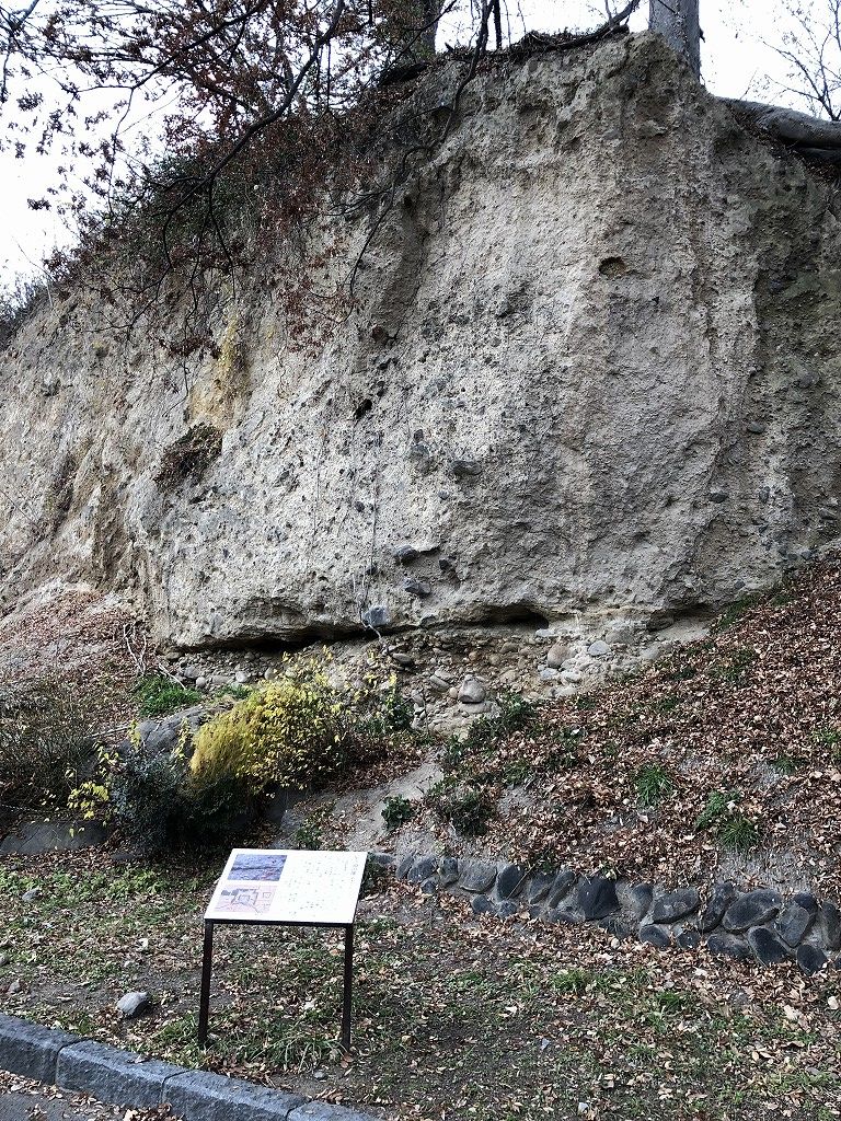 上田城の尼ヶ淵の崖の地層1