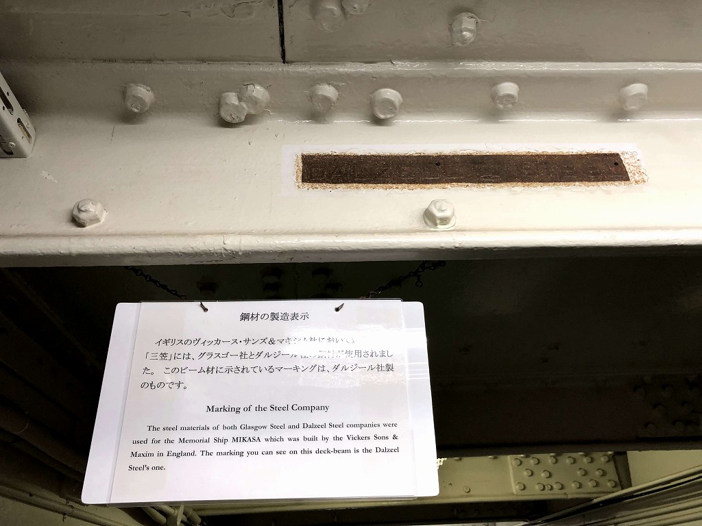 記念鑑「三笠」のダルジール社製の鋼材