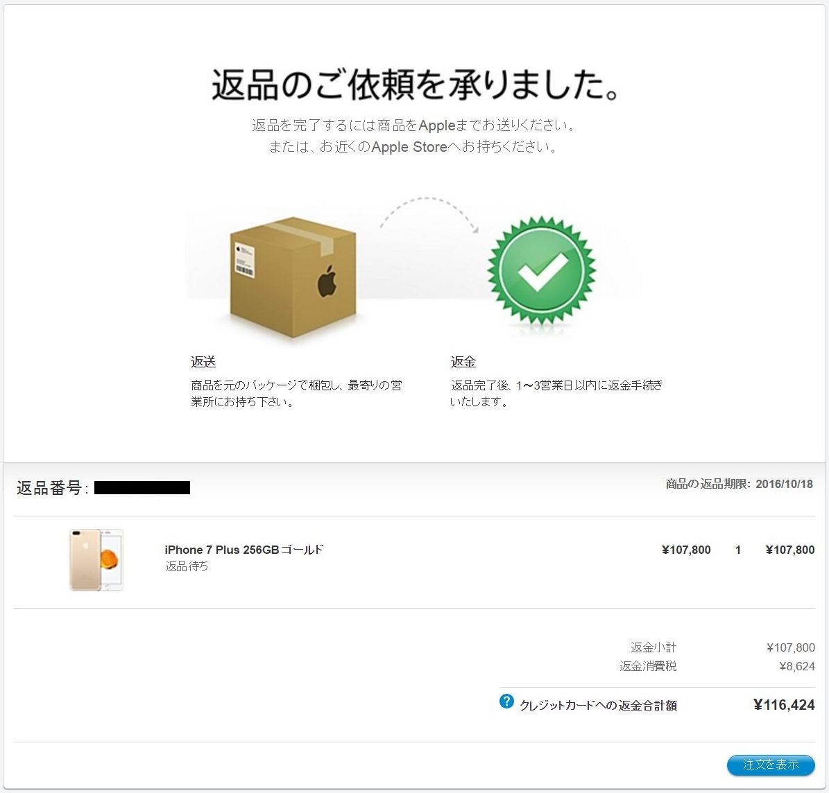 Apple Online Storeで購入したiPhoneの返品