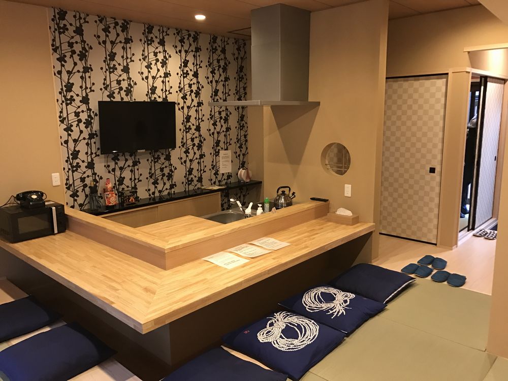 京都のAirbnb宅のリビング
