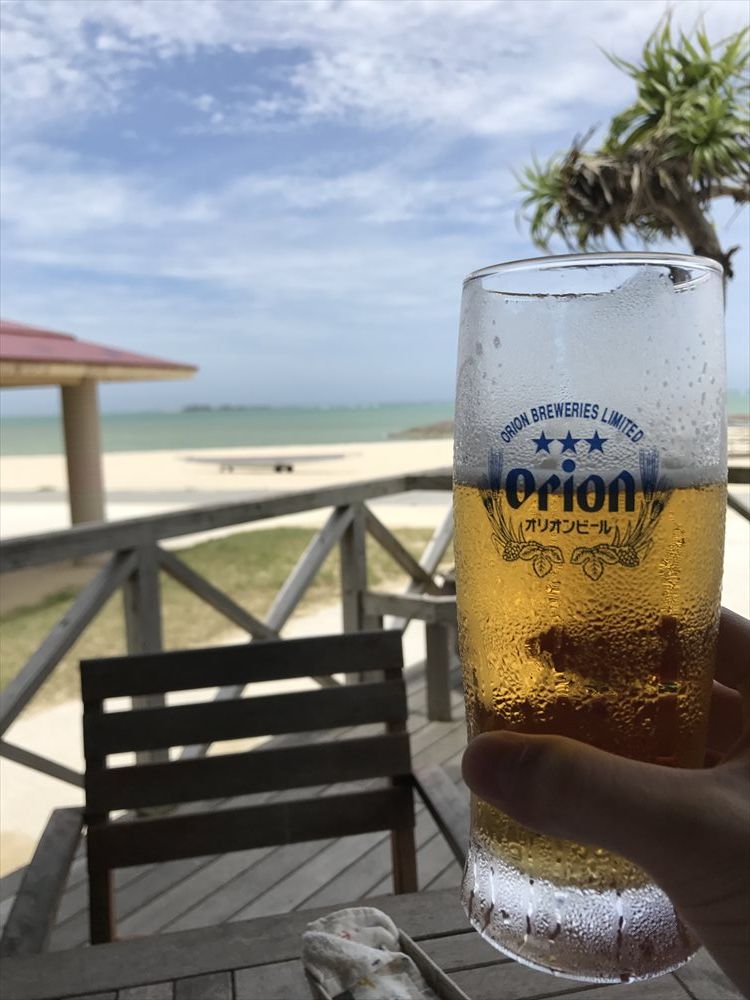 美らSUNビーチでオリオンビール
