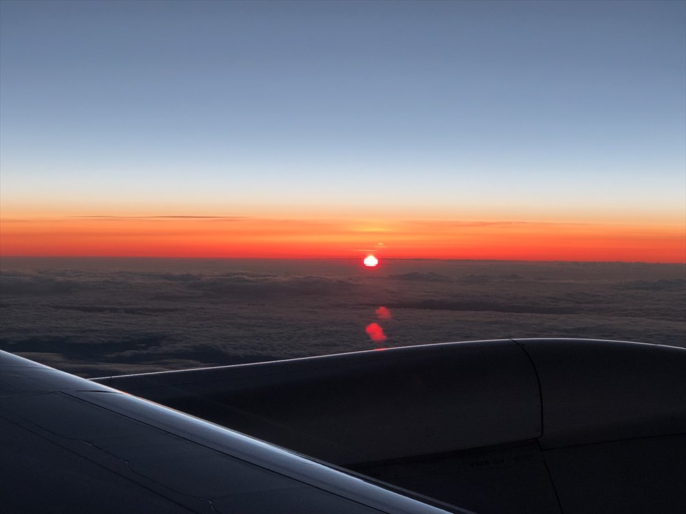 JAL422便ビジネスクラスからの夕焼け