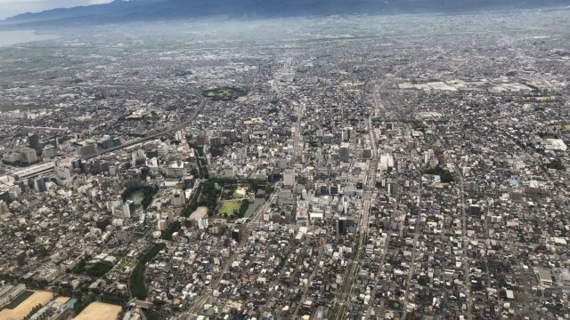 ANA316便から見た富山城