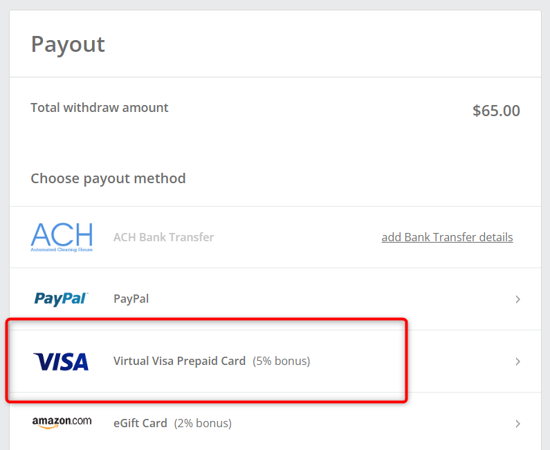 TopCashbackの報酬をVirtual Visa Prepaid Cardで受け取る