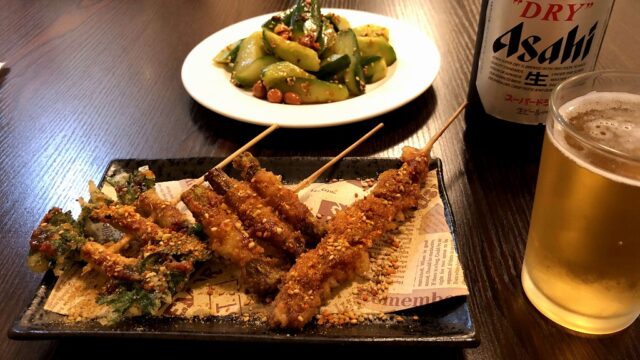 蕨の正味食堂の串揚げ